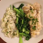 Baked Codfish with Greens and Garlicky Rice: Monday Meal