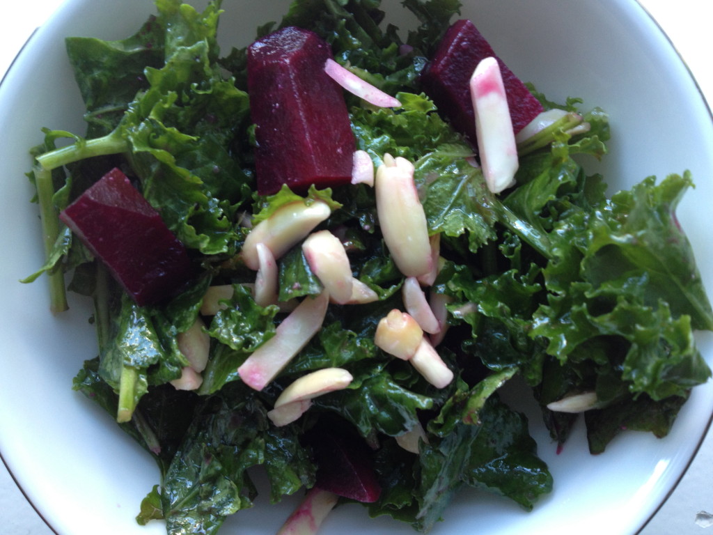 Massaged Kale and Roasted Beet Salad with Almonds