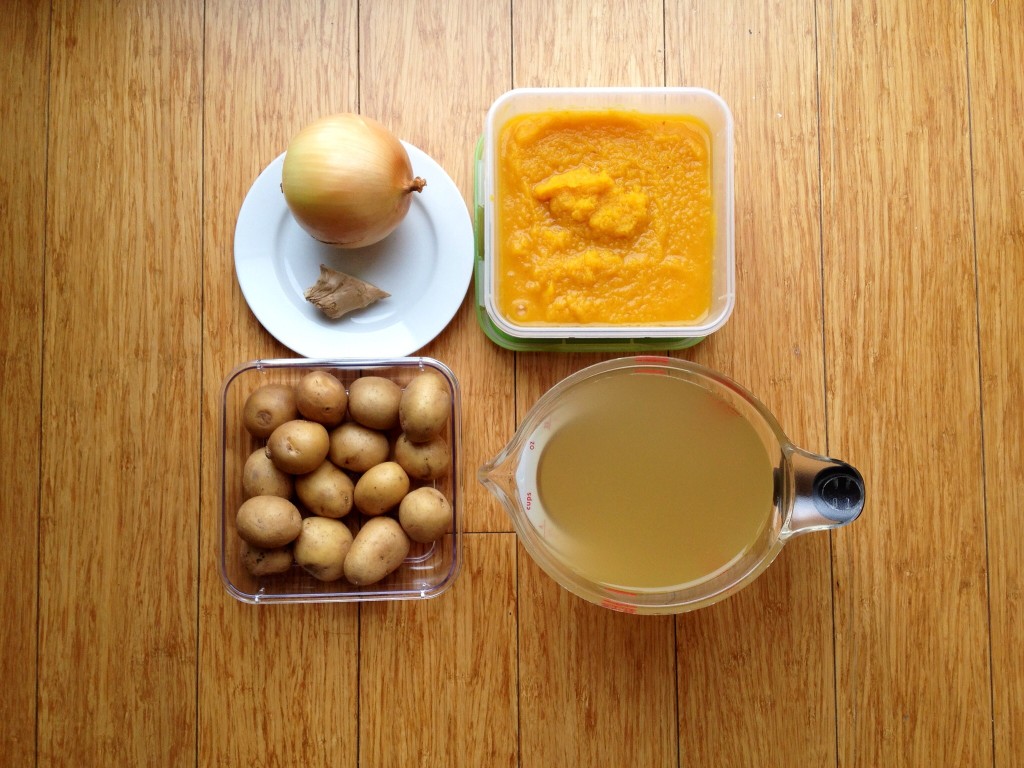 Main ingredients for Vegan Pumpkin Potato Ginger Soup