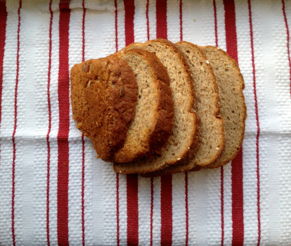 Stale bread ready to be turned into croutons.