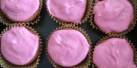 Pink Vanilla Cupcakes with All Natural Magenta Frosting from teeny tiny foodie