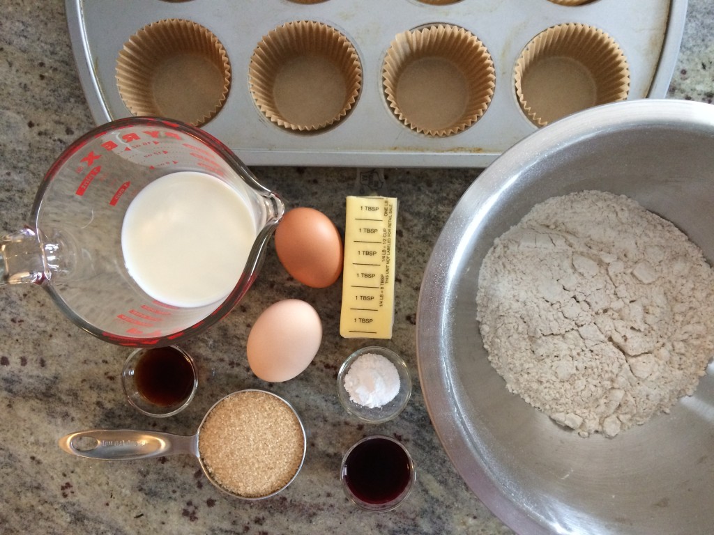 Ingredients for Pink Vanilla Cupcakes from teeny tiny foodie