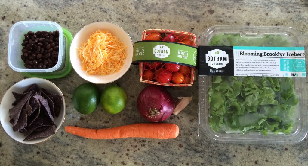 Ingredients for Crunchy Taco Salad with Salsa Salad Dressing from teeny tiny foodie