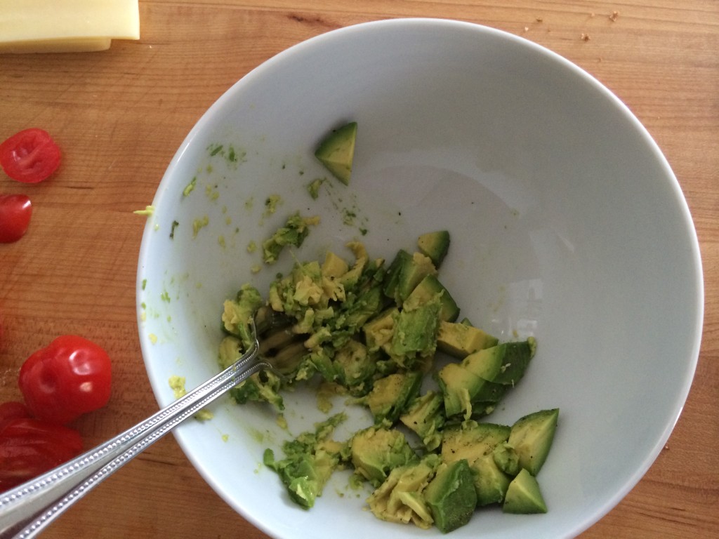 Prep for Avocado Tomato and Cheese Sandwich from teeny tiny foodie