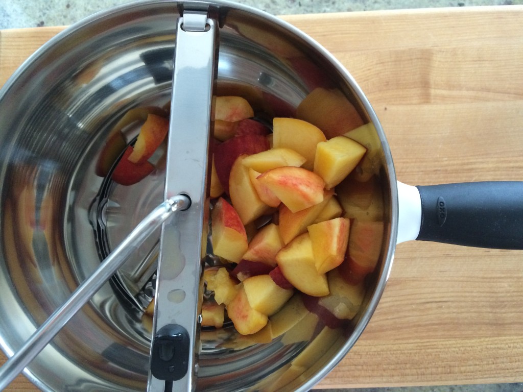 #FirstBites Peppery Peach Purée in progress from teeny tiny foodie