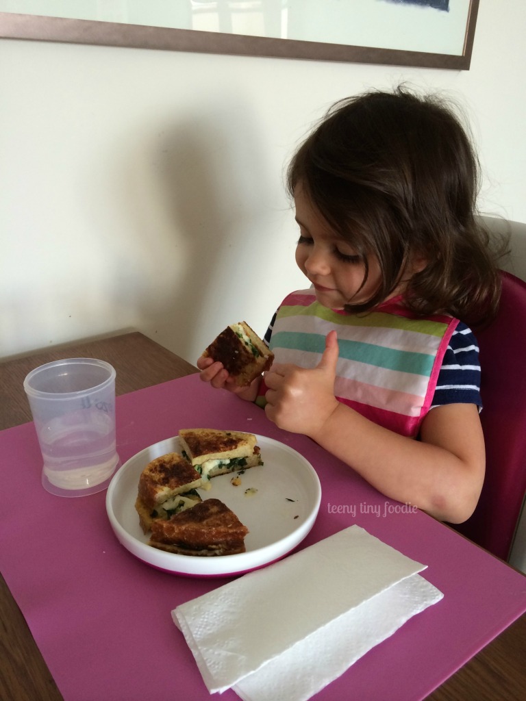 Thumbs Up! This Eggy Bread #Sandwich we made looks good!! #kidsinthekitchen #vegetarian