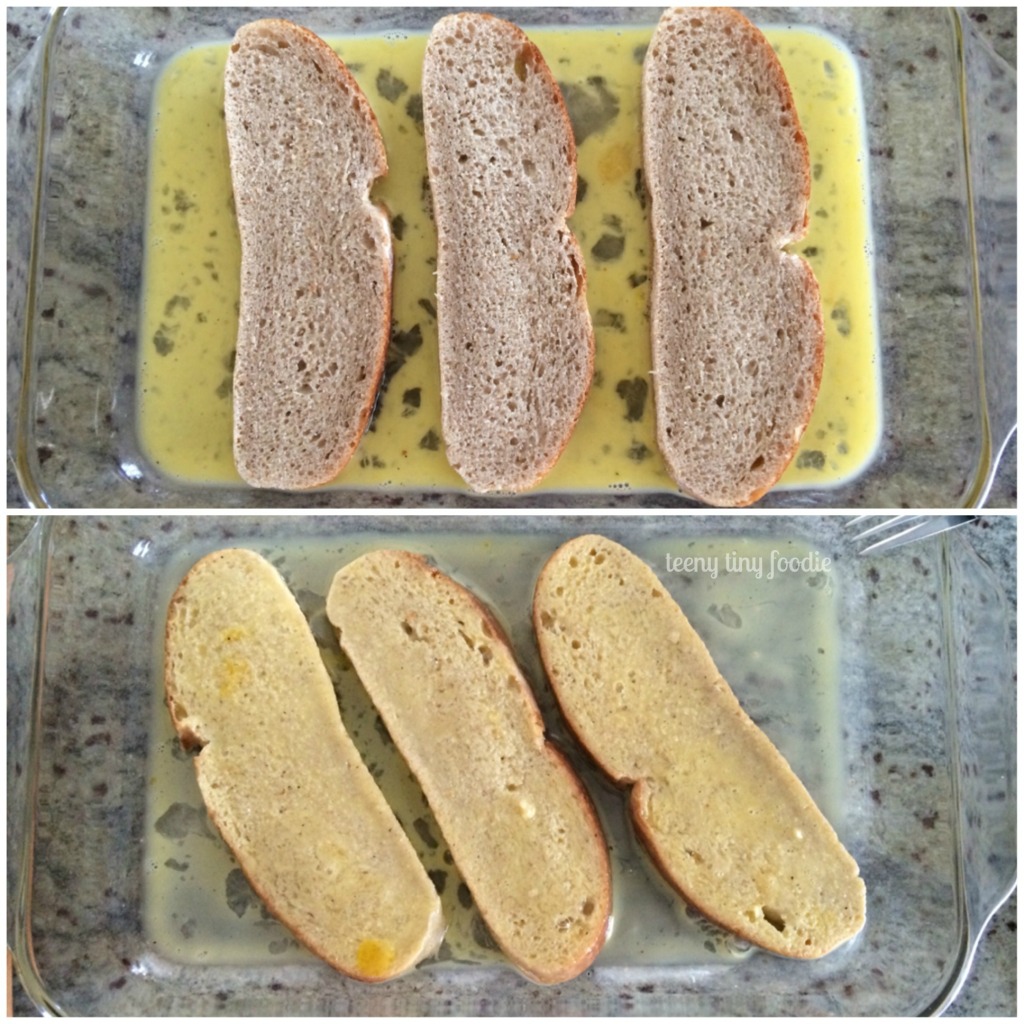 Soaking the bread from teeny tiny foodie