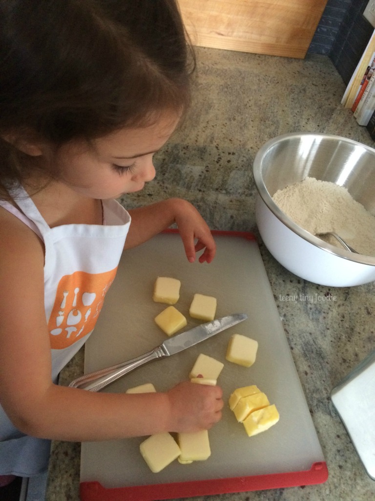 Playing with the butter before we cut it up and added it to #piecrust from teeny tiny foodie