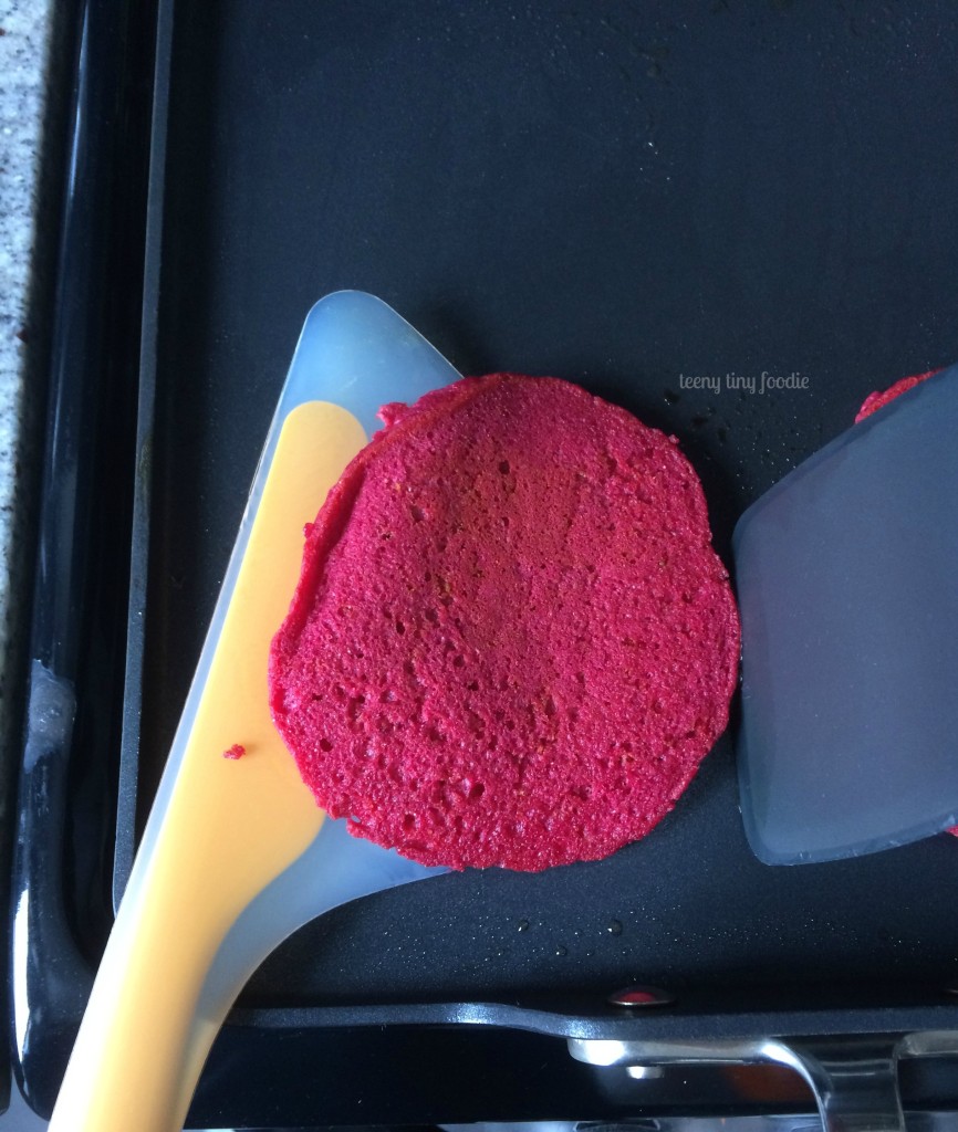 Pink Pancakes from teeny tiny foodie are a #naturally dyed #chemicalfree treat you can make for #Valentine's Day or any time you want a tasty pink treat!