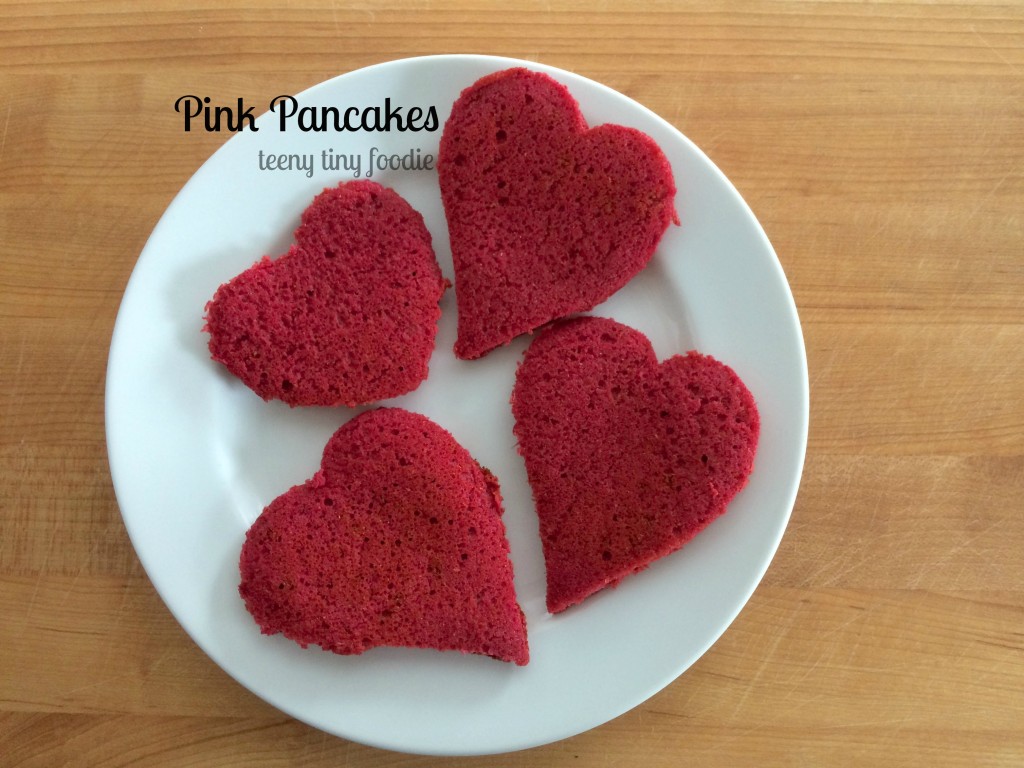 Pink Pancakes from teeny tiny foodie are a #naturally dyed #chemicalfree treat you can make for #Valentine's Day or any time you want a tasty pink treat!