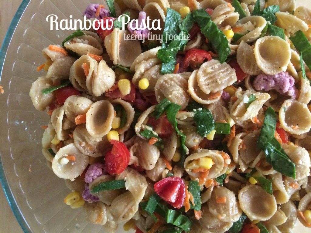 Rainbow Pasta from teeny tiny foodie is an #easy, #healthy, #delicious #recipe your kids can help you make! #vegetarian #kidsinthekitchen #toddlerscancook