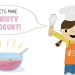Let's Make Fruity Yogurt is our latest Toddler Recipe written just for kids! Visit the post to print the full recipe for free! #teenytinyfoodie #teenytinytoddlerrecipes #healthykids #healthyrecipe #cookingwithkids #kidscookmonday